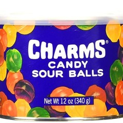 Charms Sour Balls, 12oz Resealable Can (Pack of 1), The Hampton Candy Company