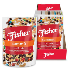 Fisher Snack Summit Trail Mix, 4 Oz (Pack of 6), Peanuts, Milk Chocolate Candies