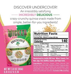 Lot Of 2 WICKED Undercover Frosted Quinoa Crisps 3 Oz Each Bag For Total Of 6 Oz