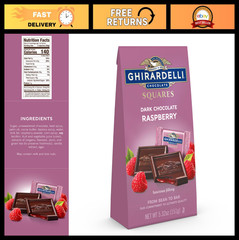 Dark Chocolate Raspberry Squares – 5.32 Oz Bag, Pack of 6 – Gourmet Treats