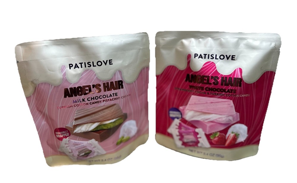 Patislove Angel’s Hair Milk & White Chocolates Lot of 2 Bags 3.4oz Each BB 2/27