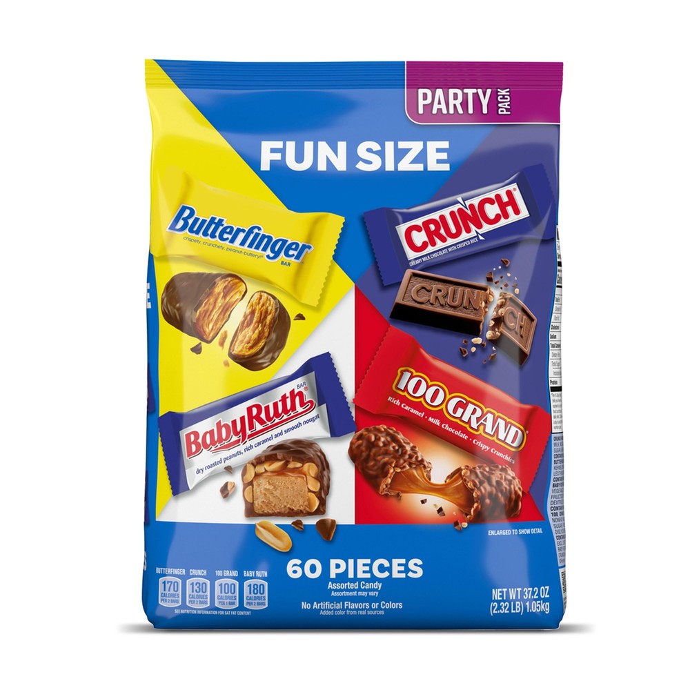 60 Count Assorted Fun Size Chocolate Candy Bars Butterfinger Crunch Baby Ruth…