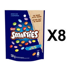 Nestle Smarties Candy Coated Milk Chocolate Bag 130g Sweet Treats Gift (8 Packs)