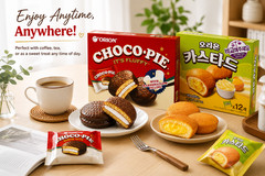 Orion Korean Snack Variety Pack Choco Pie & Custard Cake 24 Count