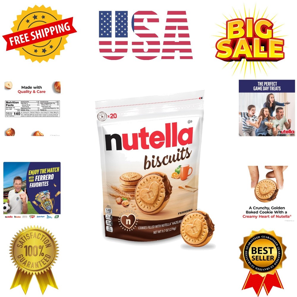 Biscuits Cookies Filled with Hazelnut Spread, Sweet Snack Pack, 9.7 oz