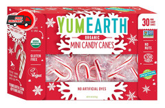 YumEarth Organic Peppermint Candy Canes 30 Count Allergen Free Holiday Treat