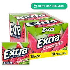 Extra Sweet Watermelon Sugarfree Gum, 15-Ct Sticks, 10 Packs Bulk, Individually