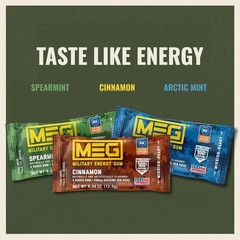 MEG – Military Energy Gum 5 Count (Pack of 3), Arctic, Cinnnamon, & Spearmint