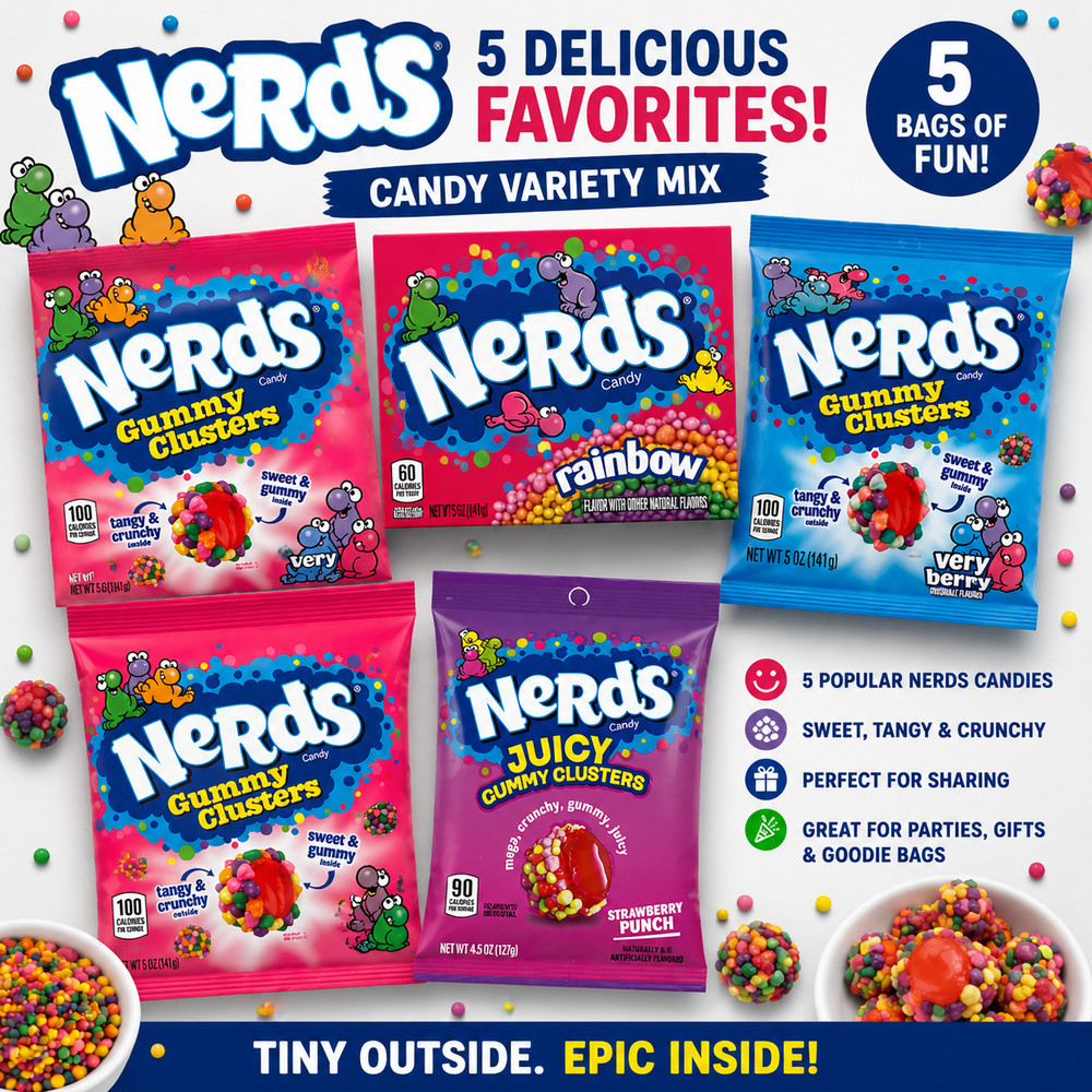 Nerds Candy Variety Mix Gummy Clusters Rainbow & Berry Assorted Pack