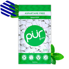 PUR Gum Aspartame Free Chewing Gum 100% Xylitol Natural Spearmint Flavored Gum