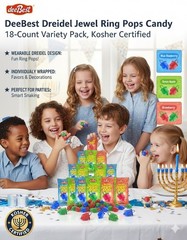 Dreidel Jewel Ring Pops Candy Kosher Certified Variety Pack Party Favors 18 Ct