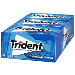 Trident Original Flavor Sugar-Free Chewing Gum, 14 Count (Pack of 12), White
