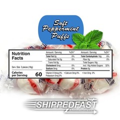 Soft Peppermint Puffs, Natural(1 Pound) Net Wt. 16oz. Candy Medium