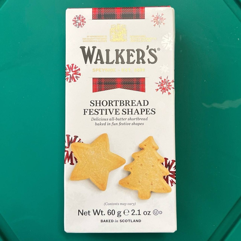 2 Pack Walkers Shortbread Festive Shapes Butter Cookies 60g 2.1oz BB 12/2026