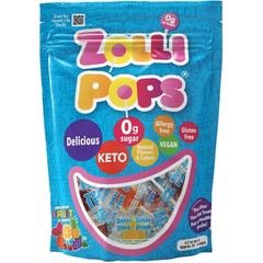 ZOLLIPOPS Lollipops, Sugar Free Candy, Allergen Free with Natural Fruit Flavor