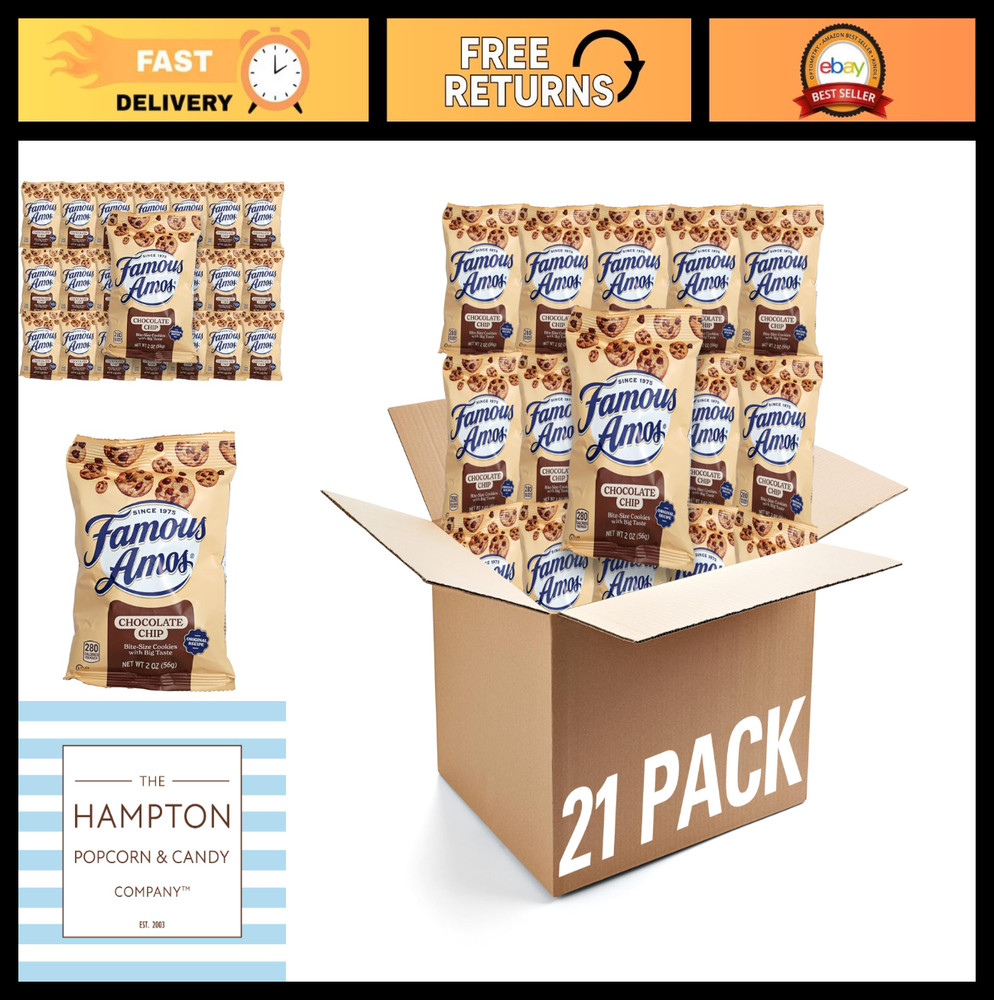 Chocolate Chip Cookies 2oz Bags – 21 Pack, Individually Wrapped Snacks