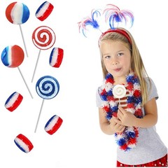 Assorted USA Patriotic Lollipops & Barrels Mix, Red, White, and Blue Mixed Fr…