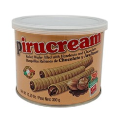 Pirucream Cream Filled Rolled Wafer. Chocolate and Hazelnut Filling. 10.59 Oz