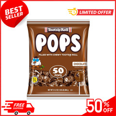 Tootsie Pops Chocolate Flavored Lollipops with Chocolatey Center 50 Count