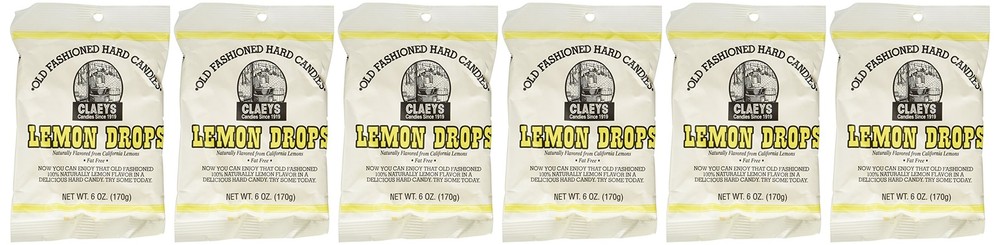 Claeys Lemon Drop Hard Candy Pack of 6 6oz Bags Assorted Flavors 2.25lbs