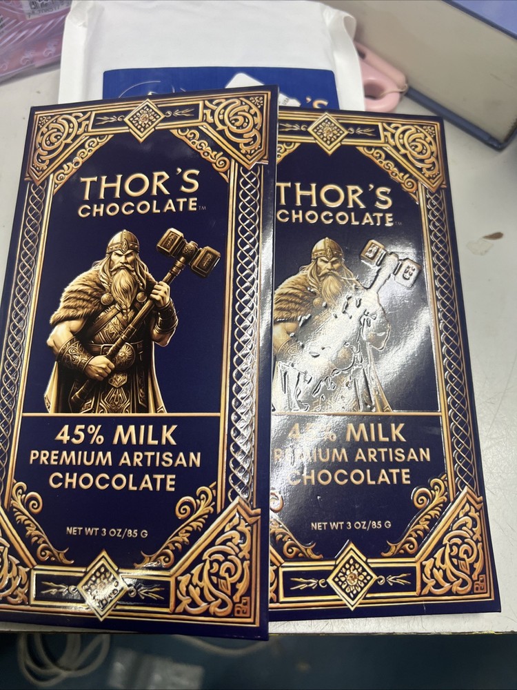 4 Pack Thor’s Premium Artisan Bar 45% Milk Chocolate 3oz Handcrafted Gourmet USA