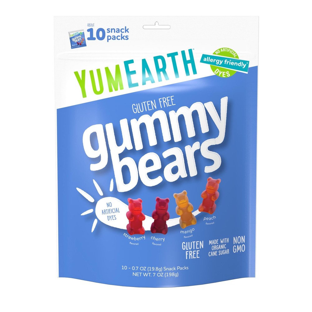 YumEarth, Gummy Bears Snack Pack Organic, 10 0.7 Ounce (Pack of 10), Assorted