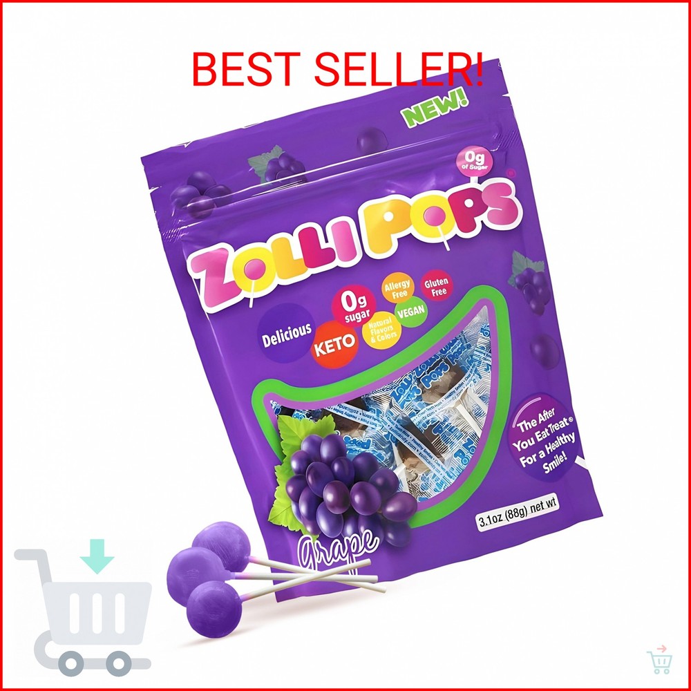 Zollipops Clean Teeth Pops Sugar Free Candy with Xylitol, Dye-Free Lollipops – K
