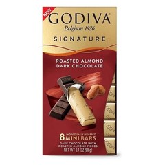 Godiva Signature Mini Bars, Dark Chocolate with Almonds, 0.39 oz, 8 pack