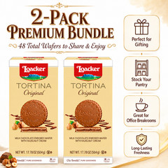 2 Pack Loacker Tortina Wafers, Original, 24-count