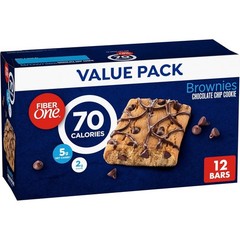 Fiber One 70 Calorie Brownies, Chocolate Chip Cookie Snack Bars, 12 Ct, 10.6 oz