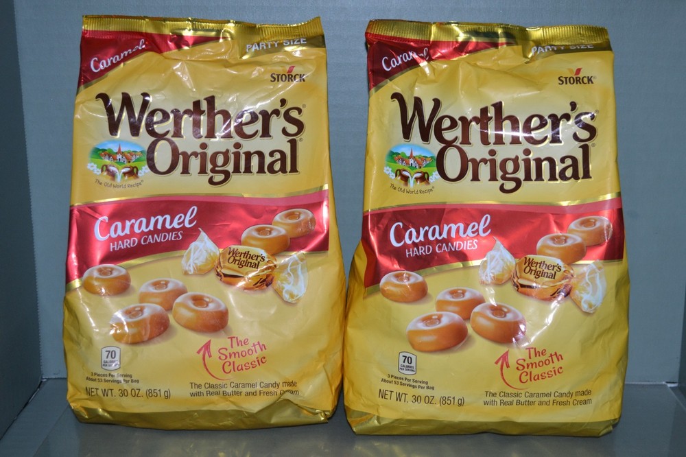 (2) Werther’s Original Caramel Hard Candies, 30 oz Each Bag, BB Date 01/2027