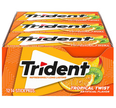 Trident Tropical Twist Sugar Free Gum, 14 Count (Pack of 12) (168 Total Pieces)