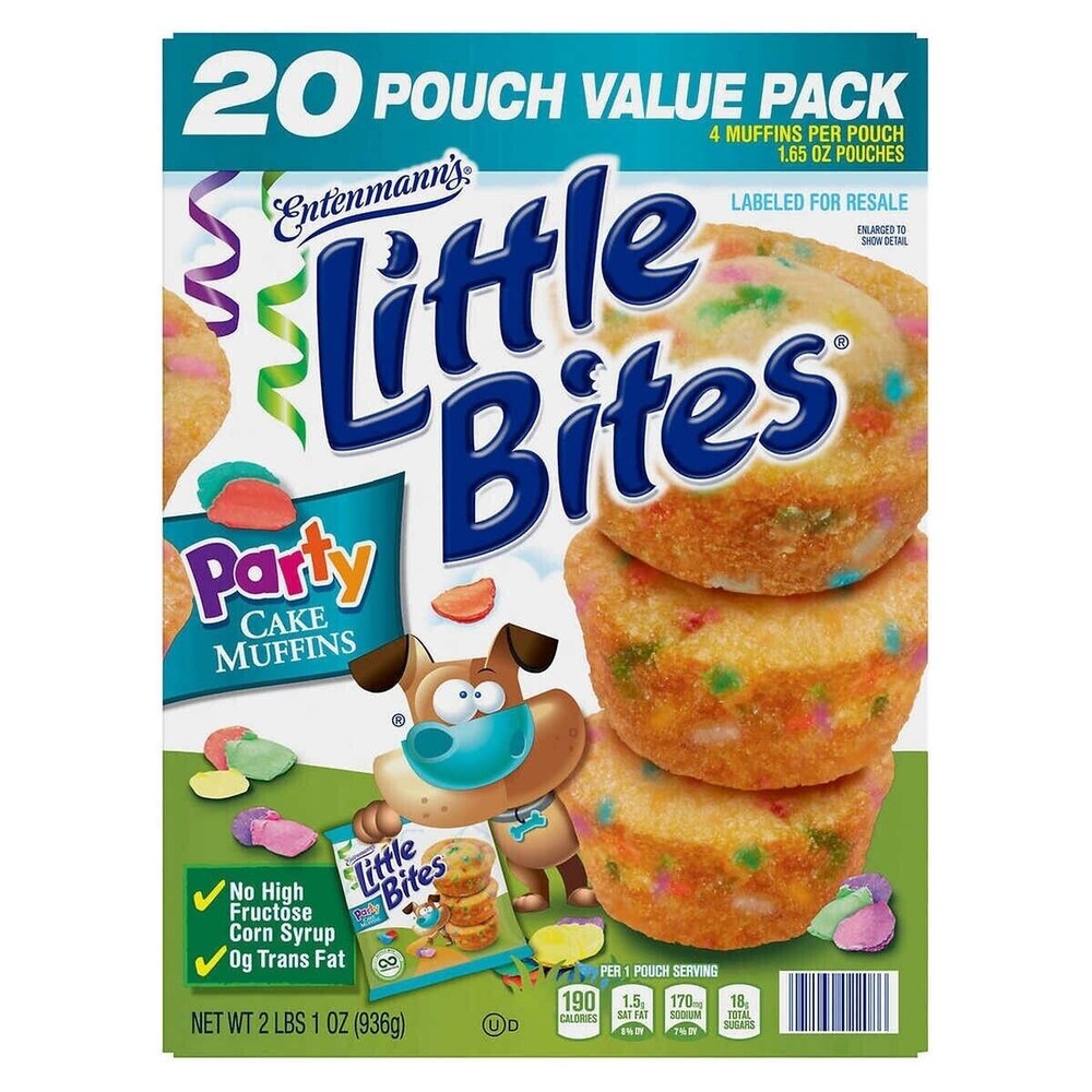 Entenmann’s Little Bites Party Cake Muffins 1.65 oz, 20 Ct Kids Snacks Food Eat