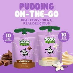 GoGo squeeZ PuddingZ Variety Pack, OntheGo Chocolate and Vanilla Pudding Snac…