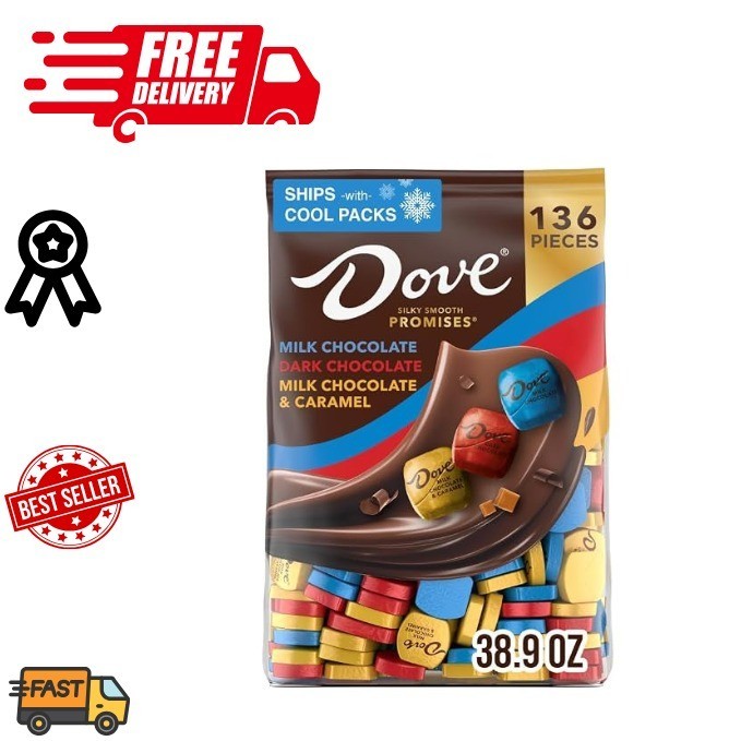 DOVE PROMISES Milk, Dark and Milk & Caramel Assorted Chocolate Candy, 136 Ct Bul