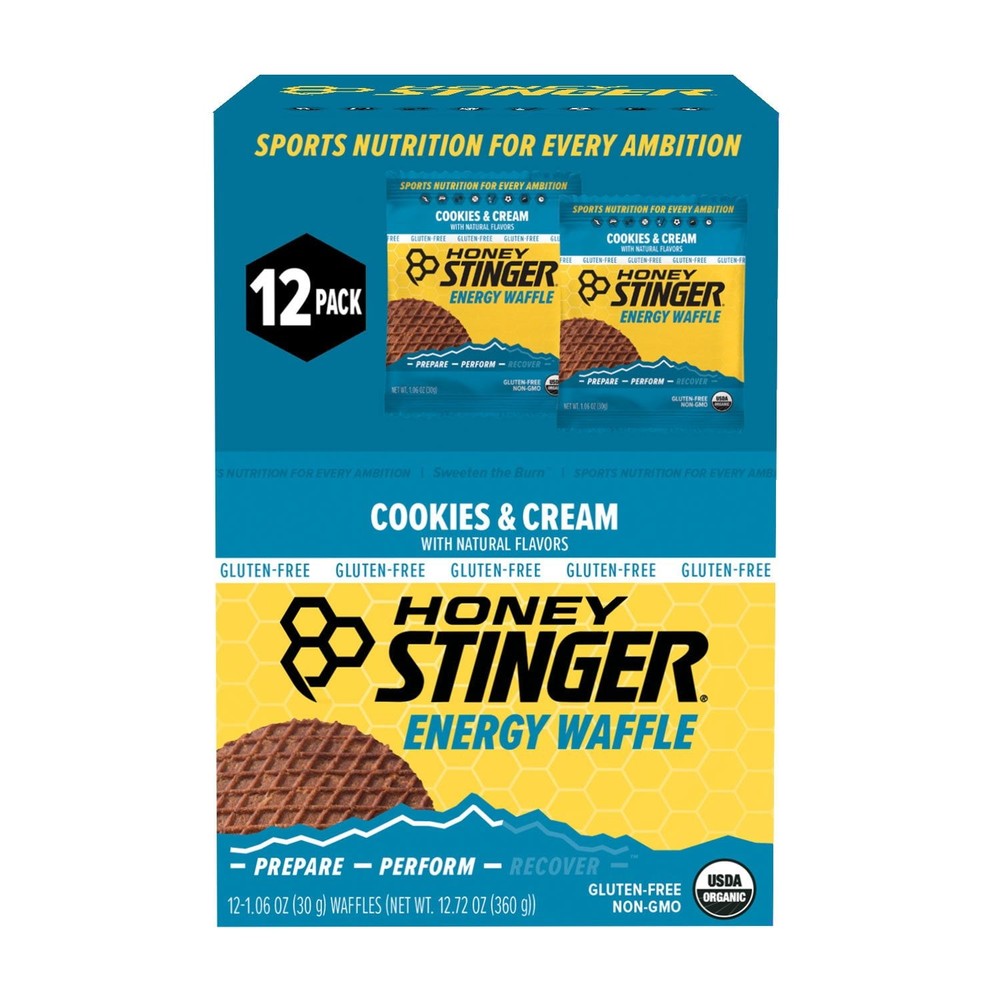 Honey Stinger Organic Energy Waffle, Gluten Free Cookies & Cream, 1.06 oz. 12 pk