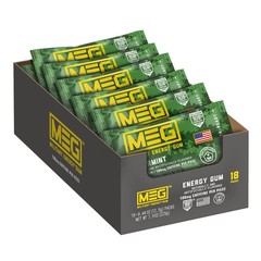 MEG Military Energy Gum Spearmint 100mg Caffeine Workout Boost 18 Pack