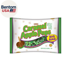 Caramel Apple Pops – Individually Wrapped Caramel Covered Green Apple Candy Loll