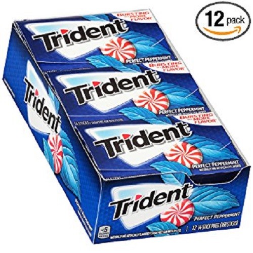 Trident Sugar Free Gum, Perfect Peppermint, 12 Pack