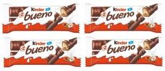 4x Kinder Bueno Wafer Chocolate Bar 43g Hazelnut Cream Crispy Sweet Snack Treat