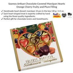 Szamos Chocolate-Covered Marzipan Hearts Orange Cherry Fruity and Plum Filling
