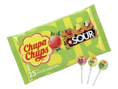 2 Chupa Chups Sour Lollipops 3 Flavors 50 Total Pops Wrapped Suckers 25 10.5 Oz