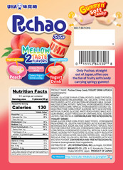 UHA Mikakuto Japan Puchao Chewy Candy: Yogurt & Peach 3.53oz – Pack of Three (3)