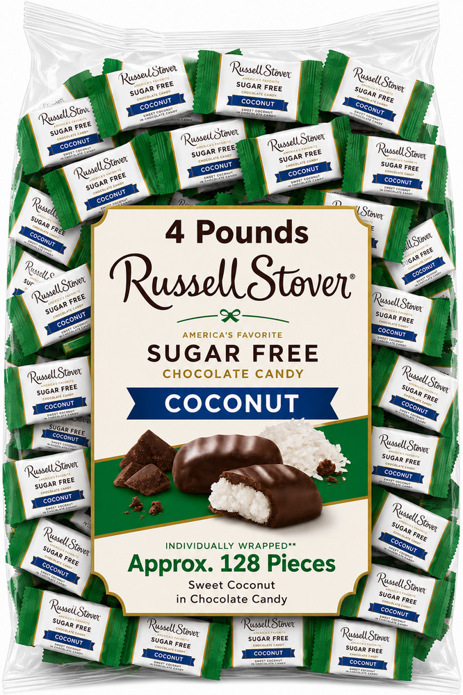 Russell Stover Sugar-Free Coconut Flavor, Bulk Chocolate Candy Bars (4 Pounds)