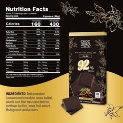 Rich 92% Cocoa Dark Chocolate – , Individually Wrapped Squares for Snacking