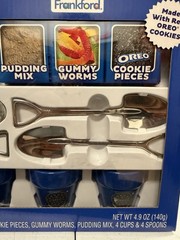 OREO Dirt Cake Kit with Real Cookie Pieces, Gummy Worms, Pudding Mix, 4 Blue Cup