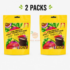 2 Pack Trader Joe’s Dark Chocolate Mango & Passion Fruit Creme Thin Cups 7.04 Oz