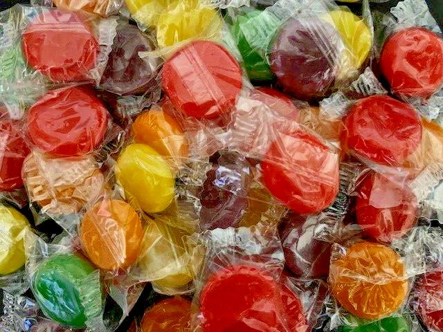 Assorted 5 FLAVORS- Fruit Flavored Hard Candy Buttons – {1/2 POUND BULK BAG}