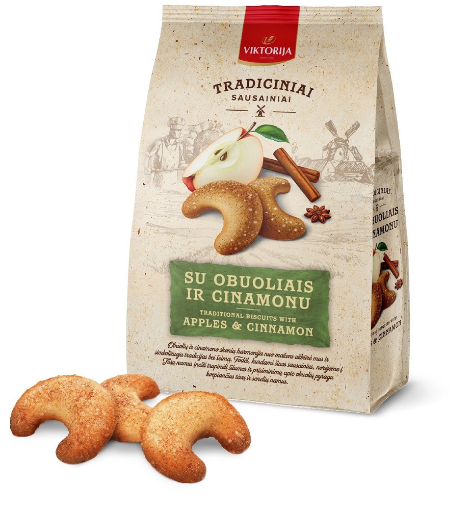 VIKTORIJA Traditional Biscuits with Apples & Cinnamon Cookie Bag 250g 8.8oz