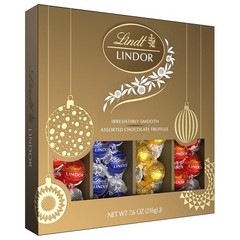 Gourmet LINDOR Truffles Gift Box: Assorted Milk, Dark, White Chocolates, 7.6 oz.